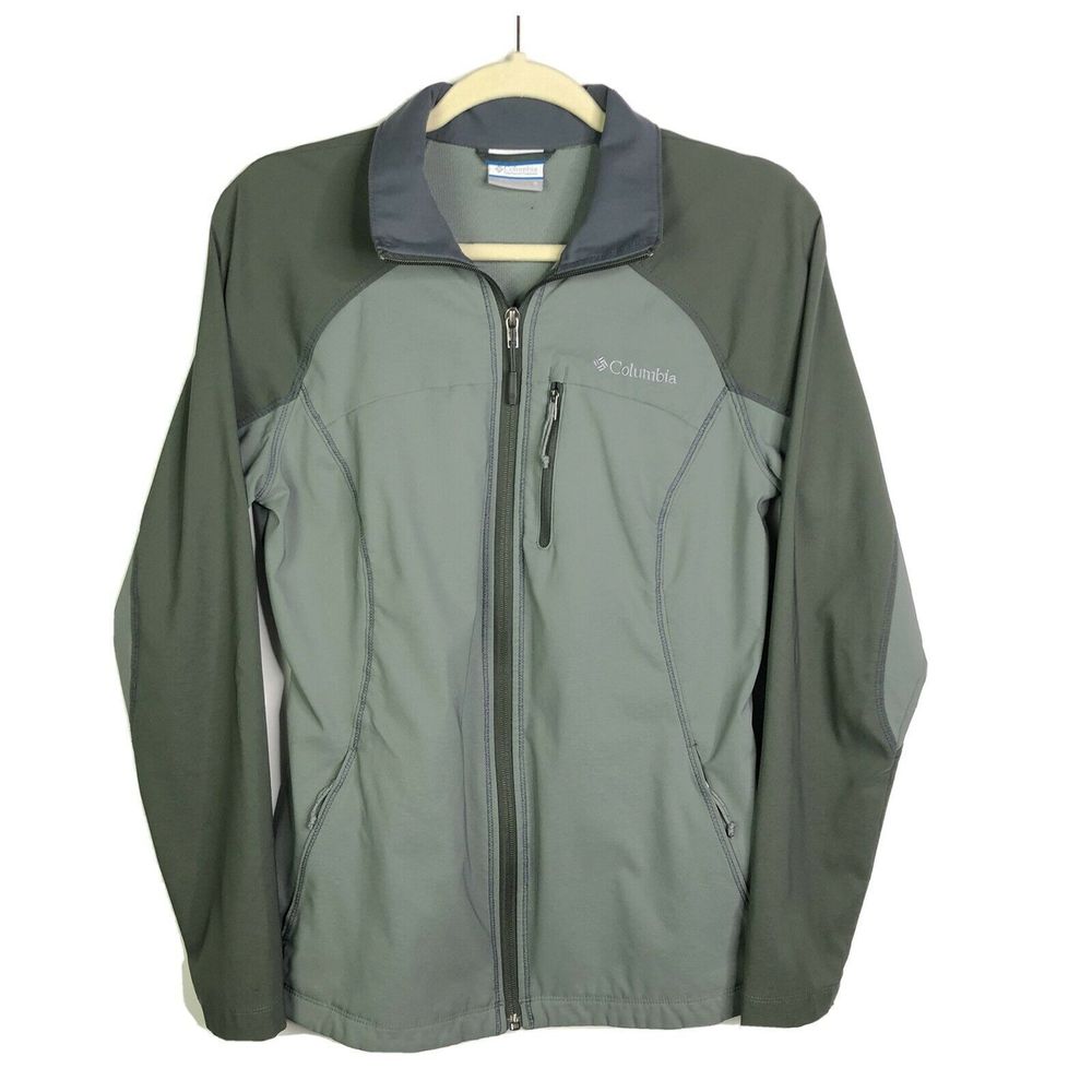 Columbia Full Zip Windbreaker Jacket Lightweight Outdoor Layers Green Size Small